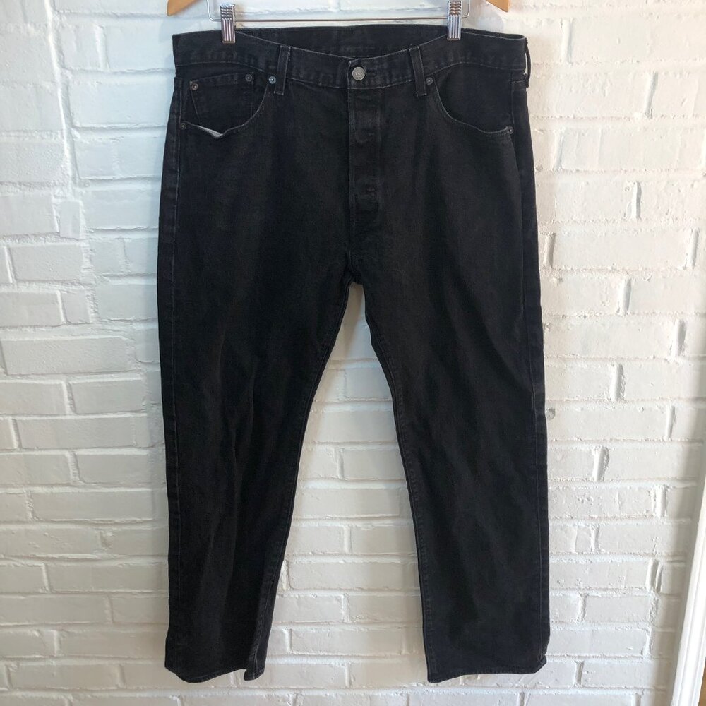 Levis 501 Jeans Button Fly Black Waterless Denim Men's 38x32